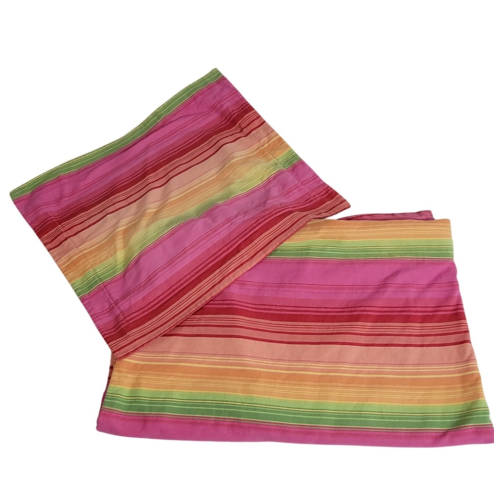 PB Teen Duvet Set Rainbow Stripe Duvet Cover Pillowcase Cotton Twin Dopamine‎